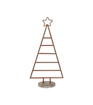 Christmas Tree with Star - Mild Steel/Mango Wood - L15 x W35 x H71 cm - Copper