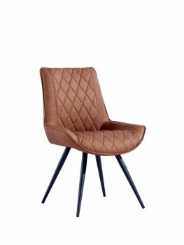 Dining Chair - Metal/PU/Foam - L55 x W64 x H90 cm - Tan/Graphite