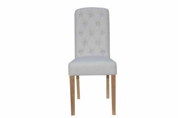 Button Back Upholstered Chair - Pine/Plywood/Metal - L43 x W62 x H101 cm - Natural/Oak
