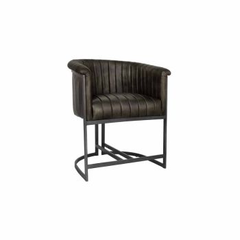 Chair - Leather/Iron - L62 x W60 x H76 cm - Dark Grey