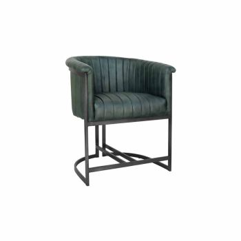 Chair - Leather/Iron - L62 x W60 x H76 cm - Light Grey