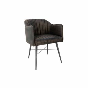 Chair - Leather/Iron - L54 x W59 x H76 cm - Dark Grey