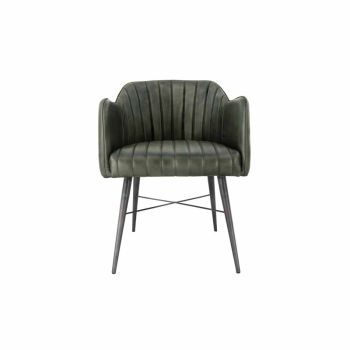 Chair - Leather/Iron - L54 x W59 x H76 cm - Light Grey