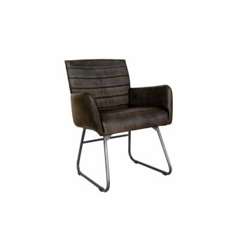 Chair - Leather/Iron - L62 x W62 x H84 cm - Dark Grey