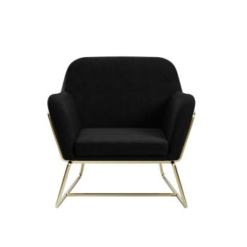 Charles Armchair - Velvet/Metal - L66 x W75.5 x H76.5 cm - Black/Gold Brushed