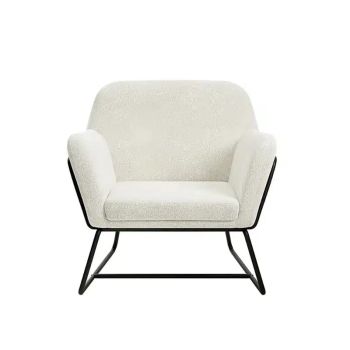 Charles Armchair - Boucle/Metal - L66 x W75.5 x H76.5 cm - Ivory/Black Matte