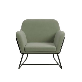 Charles Armchair - Velvet/Metal - L66 x W75.5 x H76.5 cm - Sage/Black Matte