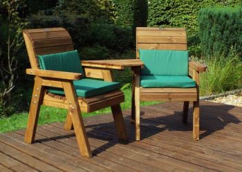 Twin Companion Set Angled with Cushions - W180 x D90 x H98 - Fully Assembled - Green