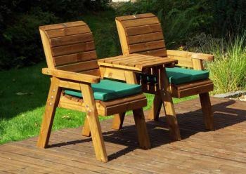 Twin Companion Set Straight with Cushions - W160 x D74 x H98 - Fully Assembled - Green