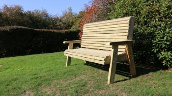 Ergonomic 3 Seat Bench, Wooden Garden Furniture - L75 x W170 x H105 cm - Fully Assembled