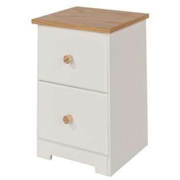 Colorado 2 Drawer Petite Bedside Cabinet - MDF/MDP - 35 x 33 x 48.4 cm - Soft White/Oak