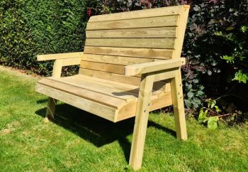 Clover 2 Seat Garden Bench - Swedish Redwood - L75 x W120 x H90 cm - Minimal Assembly Required