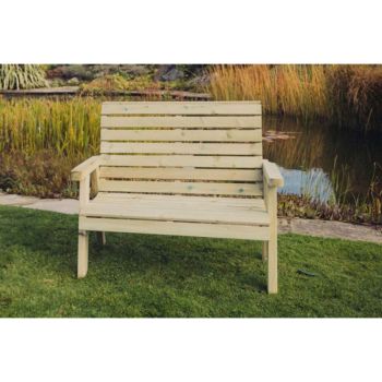 Clover 2 Seat Garden Bench - Swedish Redwood - L75 x W120 x H90 cm - Minimal Assembly Required