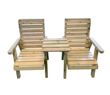 Clover Love Seats with Straight Tray - Timber - L75 x W170 x H100 cm - Minimal Assembly Required