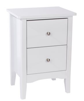 2 Drawer Bedside Cabinet - MDF - 40 x 32 x 57 cm - White