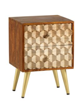 Edison 2 Drawer Side Table - Solid Mango Wood - L30 x W45 x H60 cm