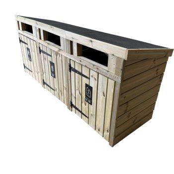 Triple Commercial Bin Store for Outdoor Use - L218 x W65 x H93 cm