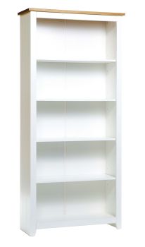 Capri Tall Bookcase - MDF/Pine - 80 x 29.6 x 176.6 cm - White/Antique Waxed Pine