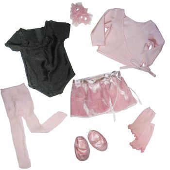 Sophia's 18" Doll Ballet Leotard Set + Ballet Sweater Set - Light Pink/Black - 10 x 18 x 46 cm