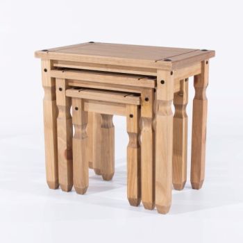 Corona Nest of Tables - Pine - 53 x 35 x 51.1 cm - Antique Waxed Pine