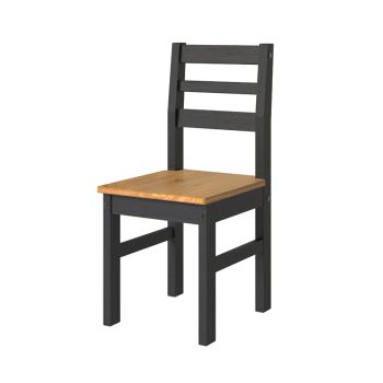 Linea Ladder Back Dining Chair (Set of 2) - Pine - L47 x W40.5 x H90.5 cm - Black/Antique Waxed Pine - Flat Packed