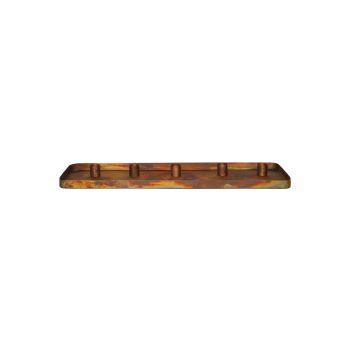 Rectangle Centrepiece with Magnetic Candle Holders - Mild Steel - L20 x W60 x H2.5 cm - Copper