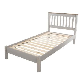 3' Slatted Lowend Bedstead - Pine - 101.6 x 201.5 x 100 cm - Grey Wax/Antique Waxed Pine