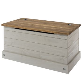 Storage Trunk - Pine - 90.2 x 48 x 44.5 cm - Grey Wax/Antique Waxed Pine