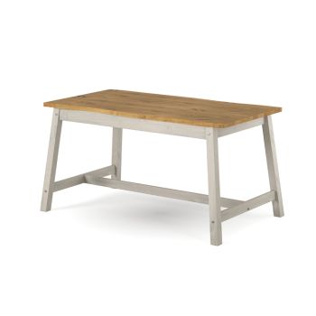 Live Edge Large Dining Table - Pine - L80 x W150 x H76 cm - Grey/Antique Waxed Pine - Flat Packed