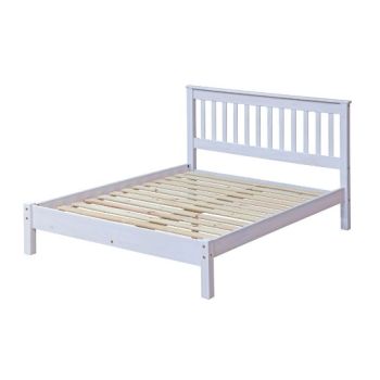 4'6" Slatted Lowend Bedstead - Pine/Particle Board - 147.6 x 201.5 x 100 cm - White Wax/Antique Waxed Pine