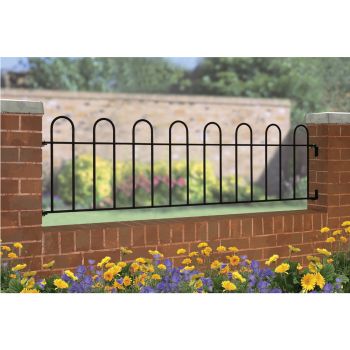 Court Hoop Top Railing Panel - Solid Steel - Fits Gap of 1830 mm x 490 mm High - Electro Galvanised/Black Powder Coated