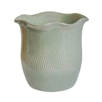 Camellia Sage Scalloped Edge Planter - L26 x W26 x H25 cm - Green