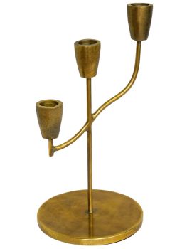 Cast Taper Candle Holder - Mild Steel/Aluminium - L13.5 x W19 x H25.5 cm - Brass