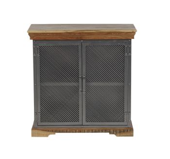 Metropolis Industrial Sideboard - Metal/Acacia Solid Wood - L45 x W85 x H85 cm