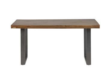 Metropolis Industrial Dining Table - Metal/Acacia Solid Wood - L85 x W160 x H76 cm