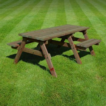 Bisbrooke 6ft Disabled Access Picnic Bench - L180 x W140 x H72.5 cm - Rustic Brown
