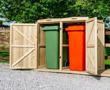 Chatburn Double Wheelie Bin Store  - Timber - L64 x W122.5 x H120 cm - Fits 2 x 140L Wheelie Bins
