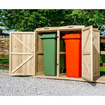 Chatburn Double Wheelie Bin Store - Timber - L97 x W145 x H125 cm - Fits 2 x 360L Wheelie Bins