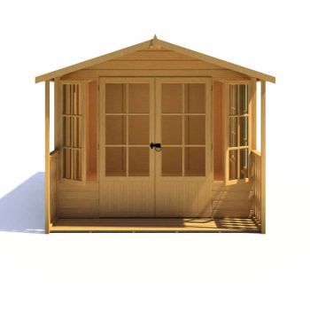 Delmora 8 x 14 Shiplap Summerhouse with Veranda - Wood - L4186 x W2456 x H2174 mm