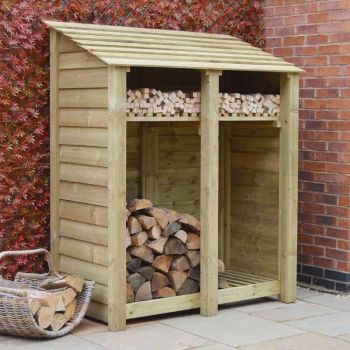 Cottesmore 6ft Log Store with Kindling Shelf - L80 x W150 x H181 cm - Light Green