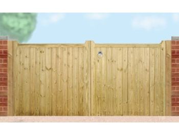 Drayton Square Top Low Double Driveway Gate - Pressure Treated Scandinavian Redwood - W2400 x H950 mm