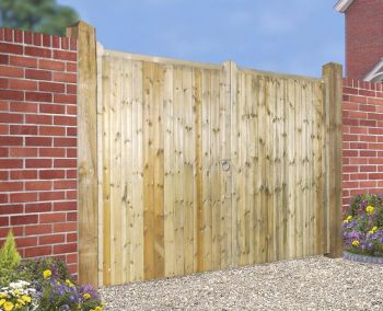 Drayton Square Top Tall Double Driveway Gate - Pressure Treated Scandinavian Redwood - W2700 x H1800 mm