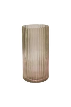 Daphne Ribbed Vase - Glass - L19 x W19 x H38 cm - Apricot