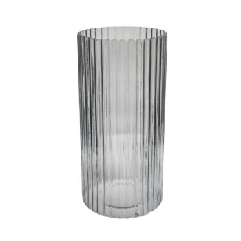 Daphne Ribbed Vase - Glass - L15 x W15 x H23 cm - Clear