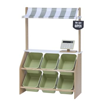  Little Helper Market Play Stand Play Kitchen - Olive Green - 67 x 30 x 100 cm