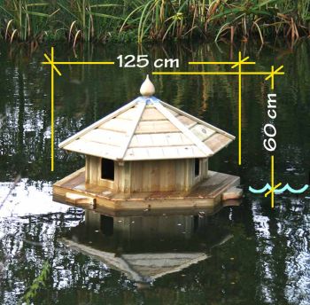 Somerton Floating Duck House, Waterfowl Nesting Box For Pond Or Lake With 3 Nesting Compartments