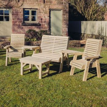 Multi Set, Wooden Garden Table and Chairs - L100 x W370 x H105 cm - Fully Assembled