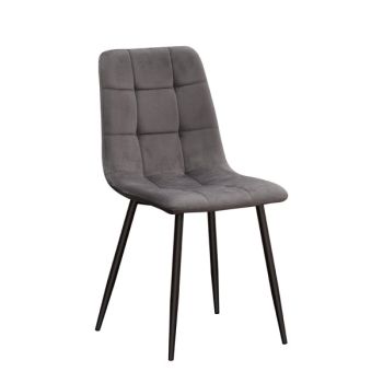 Chair - Tufted Fabric/Metal - L52 x W44 x H86 cm - Grey/Black
