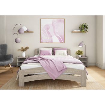 Dala Bed Frame 5 Feet - Wood - L207 x W158 x H80 cm - Desert Grey