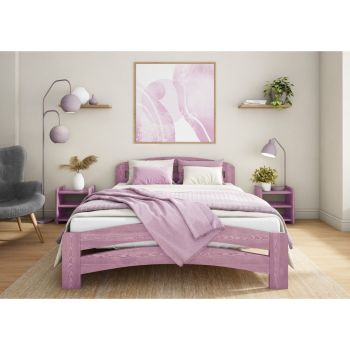 Dala Bed Frame 6 Feet - Wood - L207 x W188 x H80 cm - Purple Lilac